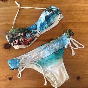 Hobie Swim Bikini Top and String Bottom surf boho women S